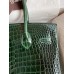 Hermes Birkin 30 Handmade Bag In Green Crocodile Porosus Shiny Skin