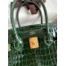 Hermes Birkin 30 Handmade Bag In Green Crocodile Porosus Shiny Skin