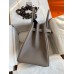Hermes Birkin 35 Retourne Handmade Bag In Gris Asphalt Clemence Leather