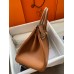 Hermes Birkin 35 Retourne Handmade Bag In Gold Clemence Leather