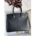 Hermes Birkin 30 Retourne Handmade Bag In Black Ostrich Leather