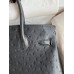 Hermes Birkin 30 Retourne Handmade Bag In Black Ostrich Leather