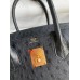 Hermes Birkin 30 Retourne Handmade Bag In Black Ostrich Leather