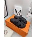Hermes Womens Chypre Sandals In Black Calfskin