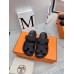 Hermes Womens Chypre Sandals In Black Calfskin