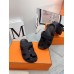 Hermes Womens Chypre Sandals In Black Calfskin