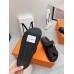 Hermes Womens Chypre Sandals In Black Calfskin