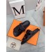 Hermes Womens Chypre Sandals In Black Epsom Calfskin