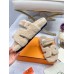 Hermes Womens Chypre Sandals In Off White Shearling