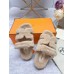 Hermes Womens Chypre Sandals In Off White Shearling