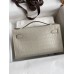 Hermes Kelly Pochette Handmade Bag In Beton Matte Alligator Leather