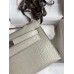 Hermes Kelly Pochette Handmade Bag In Beton Matte Alligator Leather
