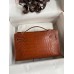 Hermes Kelly Pochette Handmade Bag In Gold Matte Alligator Leather