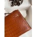 Hermes Kelly Pochette Handmade Bag In Gold Matte Alligator Leather
