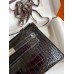 Hermes Kelly Pochette Handmade Bag In Black Shiny Alligator Leather