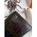 Hermes Kelly Pochette Handmade Bag In Black Shiny Alligator Leather