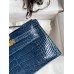 Hermes Kelly Pochette Handmade Bag In Vert Bosphore Shiny Alligator Leather