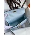Hermes Kelly Pochette Handmade Bag In Blue Brume Epsom Calfskin