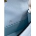 Hermes Kelly Pochette Handmade Bag In Blue Brume Epsom Calfskin