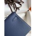Hermes Kelly Pochette Handmade Bag In Blue Saphir Epsom Calfskin
