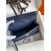 Hermes Kelly Pochette Handmade Bag In Blue Saphir Epsom Calfskin