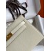 Hermes Kelly Pochette Handmade Bag In Craie Epsom Calfskin