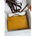 Hermes Kelly Pochette Handmade Bag In Jaune Ambre Epsom Calfskin