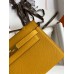 Hermes Kelly Pochette Handmade Bag In Jaune Ambre Epsom Calfskin