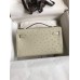 Hermes Kelly Pochette Handmade Bag In Beton Ostrich Leather