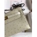 Hermes Kelly Pochette Handmade Bag In Beton Ostrich Leather