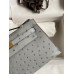 Hermes Kelly Pochette Handmade Bag In Blue Glacier Ostrich Leather