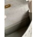 Hermes Kelly Pochette Handmade Bag In Blue Glacier Ostrich Leather