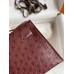 Hermes Kelly Pochette Handmade Bag In Bordeaux Ostrich Leather