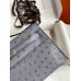 Hermes Kelly Pochette Handmade Bag In Gris Agate Ostrich Leather