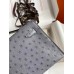 Hermes Kelly Pochette Handmade Bag In Gris Agate Ostrich Leather