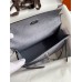 Hermes Kelly Pochette Handmade Bag In Gris Agate Ostrich Leather