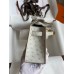 Hermes Kelly Pochette Handmade Bag In Pearl Grey Ostrich Leather