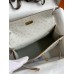 Hermes Kelly Pochette Handmade Bag In Pearl Grey Ostrich Leather