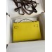 Hermes Kelly Pochette Handmade Bag In Lime Epsom Calfskin