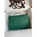 Hermes Kelly Pochette Handmade Bag In Malachite Epsom Calfskin