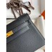 Hermes Kelly Pochette Handmade Bag In Black Epsom Calfskin
