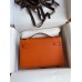 Hermes Kelly Pochette Handmade Bag In Orange Epsom Calfskin