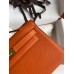 Hermes Kelly Pochette Handmade Bag In Orange Epsom Calfskin