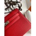 Hermes Kelly Pochette Handmade Bag In Red Epsom Calfskin