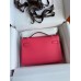 Hermes Kelly Pochette Handmade Bag In Rose Lipstick Epsom Calfskin