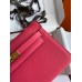 Hermes Kelly Pochette Handmade Bag In Rose Lipstick Epsom Calfskin