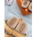 Hermes Womens Chypre Sandals in Beige Suede with Shearling