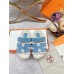 Hermes Womens Chypre Sandals in Blue Suede with Shearling