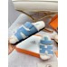 Hermes Womens Chypre Sandals in Blue Suede with Shearling