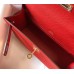Hermes Kelly Pochette Bag In Red Epsom Leather